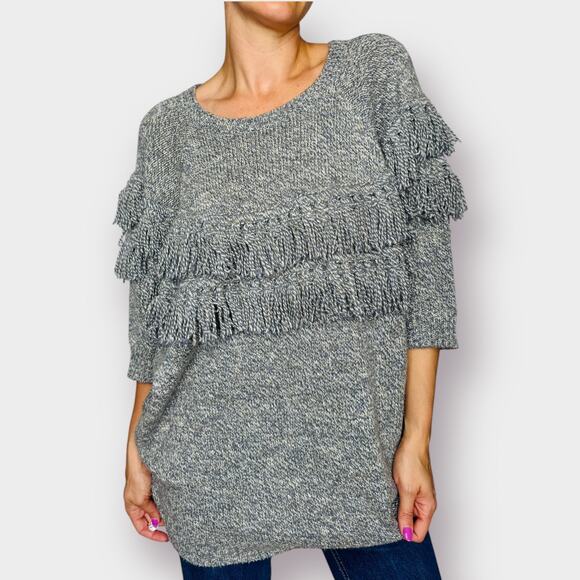 90s Bonnie Lee Leroy Gray Fringe Sweater - Picture 3 of 8